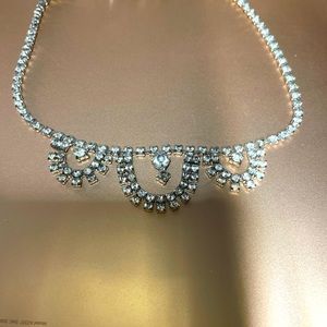 Vintage Silver Rhinestone Choker Necklace